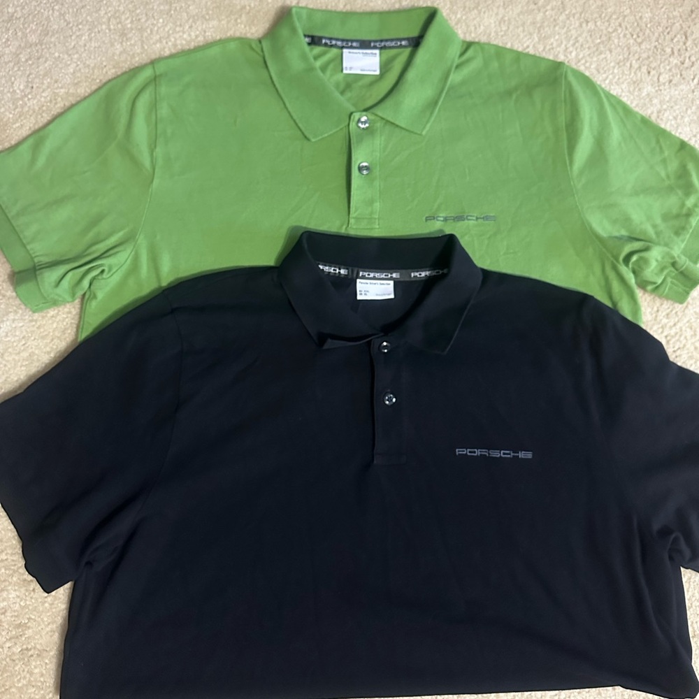 New no tag size L Porsche Design Black and Green Polo Shirts Casual Comfort
